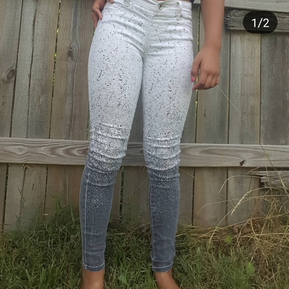 black and white dotted ombre jeans